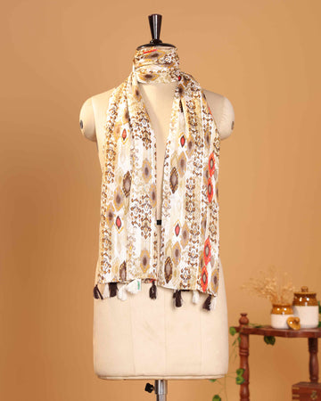 Elegant Women’s Ethnic Printed Dupatta with Traditional Geometric Motifs and All Over Pattern Design - Multi