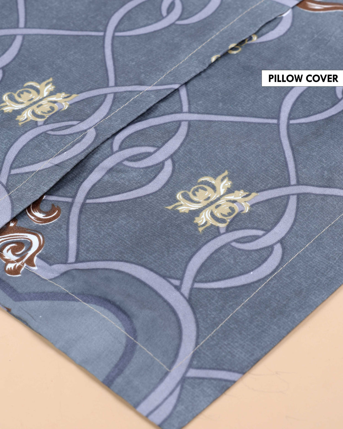 Elegant Intricate Pattern Bed Cover with Matching Pillow Cover Set - Dark Grey