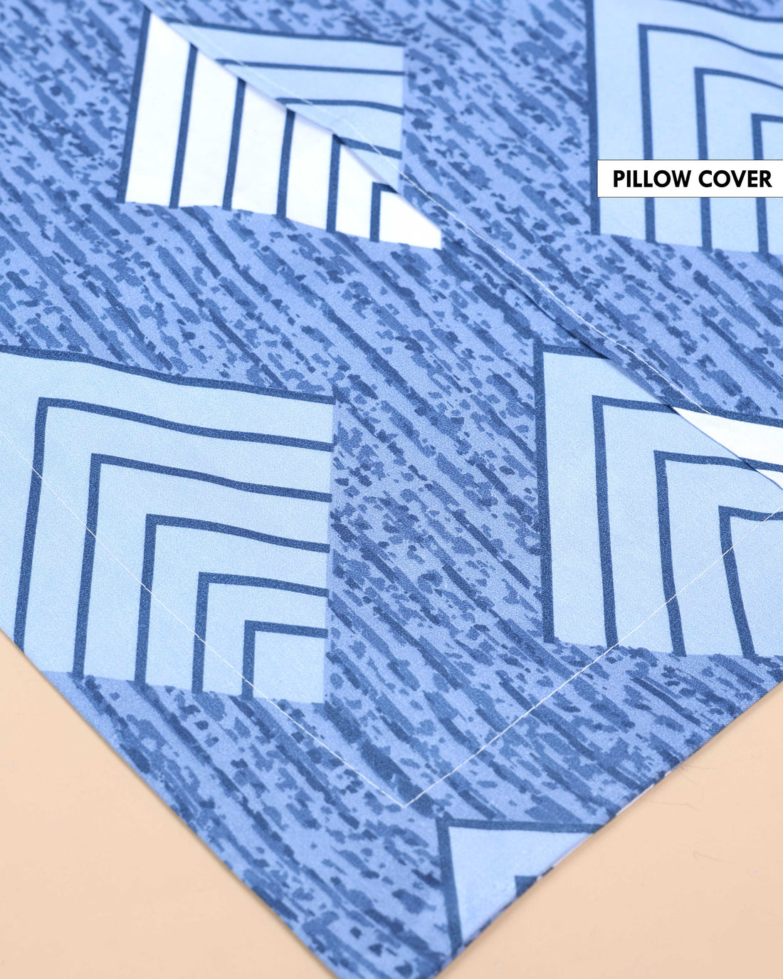 Elegant Geometric Pattern Bed Cover with Matching Pillow Cover Set - Blue