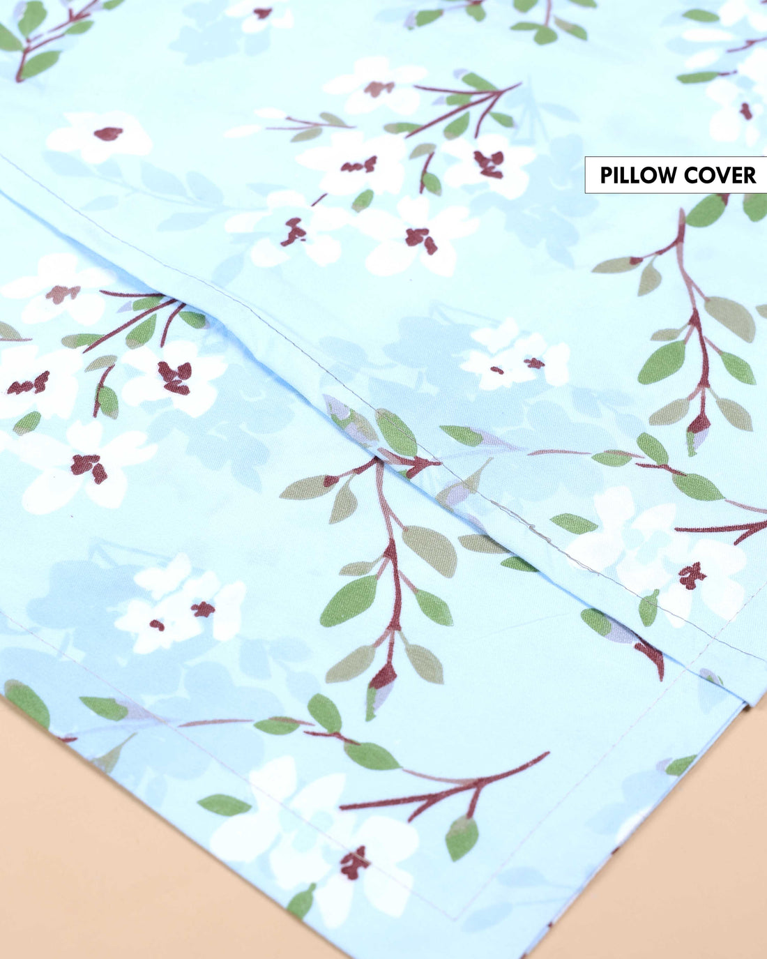 Elegant Floral Printed Bed Cover with Matching Pillow Cover Set - Blue