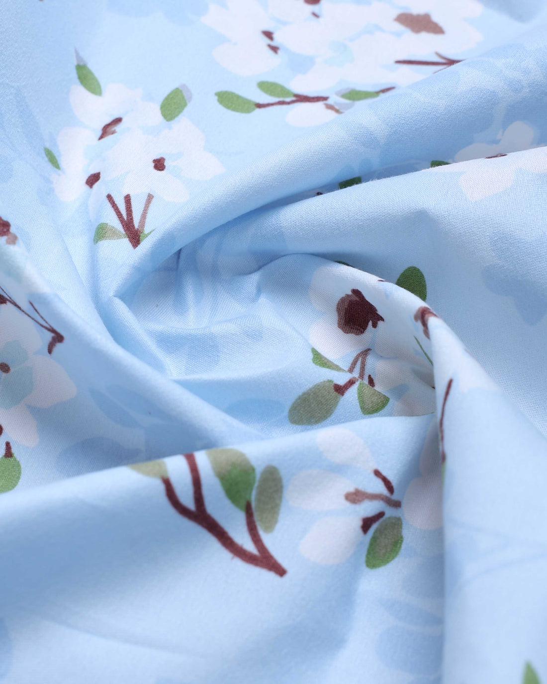 Elegant Floral Printed Queen Size Bed Cover with Matching Pillow Cover Set - Blue