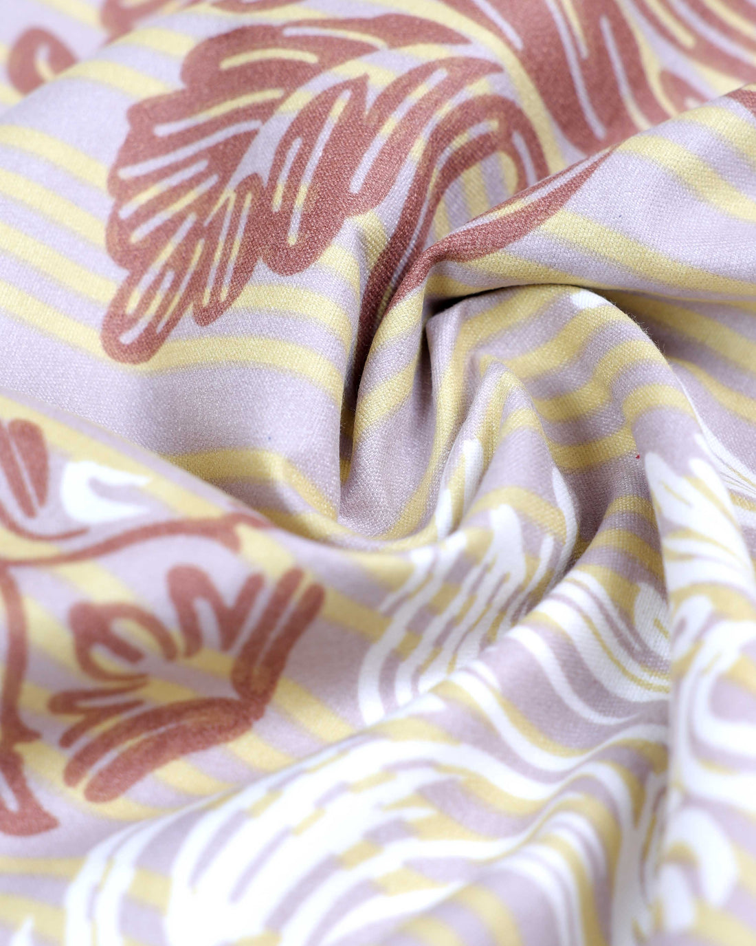 Elegant Floral & Striped Pattern Queen Size Bed Cover with Matching Pillow Cover Set - Lavender