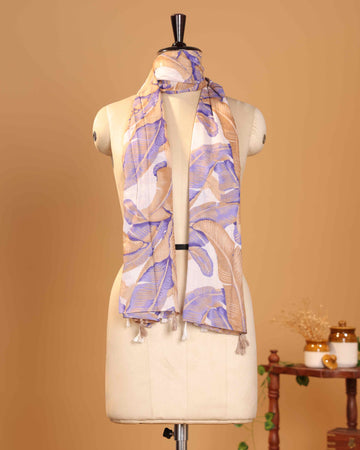 Elegant Women’s Printed Dupatta with Leaf Motif Design and Decorative Tassel Detailing - Multi
