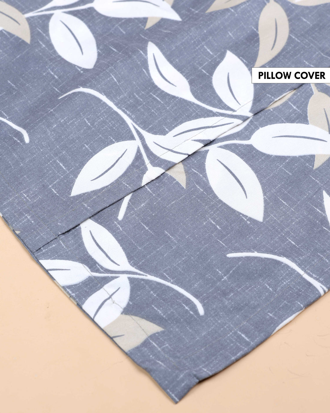 Elegant Leaf Print Design Bed Cover with Matching Pillow Cover Set - Grey