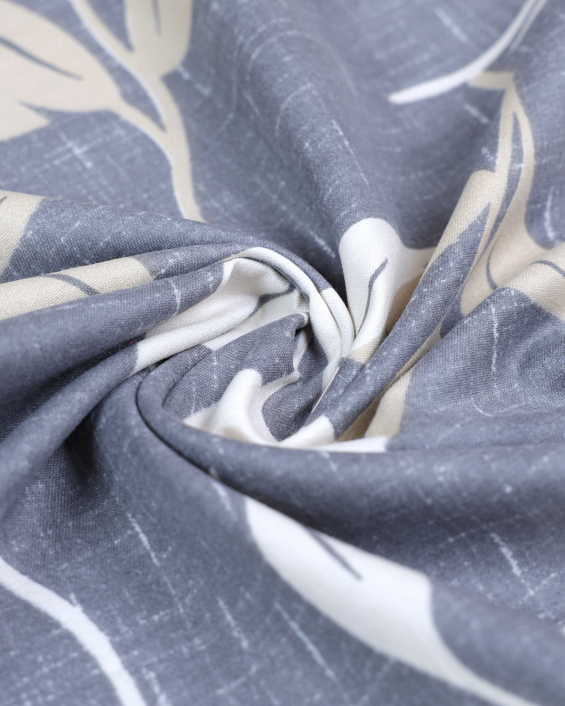 Elegant Leaf Print Design Queen Size Bed Cover with Matching Pillow Cover Set - Grey