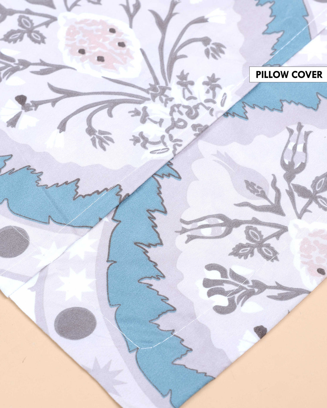 Elegant Floral Print Design Bed Cover with Matching Pillow Cover Set - White