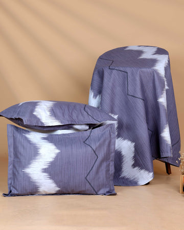 Elegant Abstract Pattern Bed Cover with Matching Pillow Cover Set - Grey