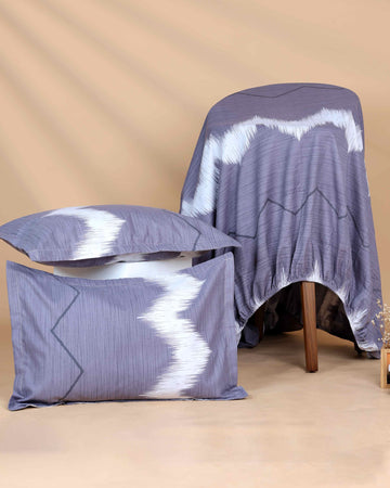 Elegant Abstract Pattern Bed Cover with Matching Pillow Cover Set - Grey