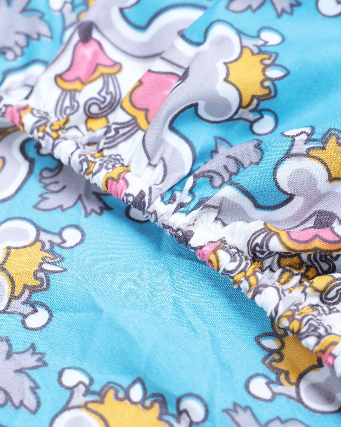 Elegant Intricate Print Design Queen Size Bed Cover with Matching Pillow Cover Set - Blue