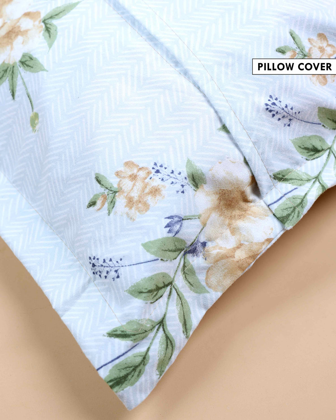 Elegant Floral Pattern Bed Cover with Matching Pillow Cover Set - Blue