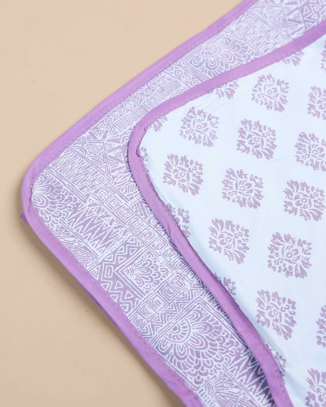 Hand Block Printed Cotton Single Quilt  - White