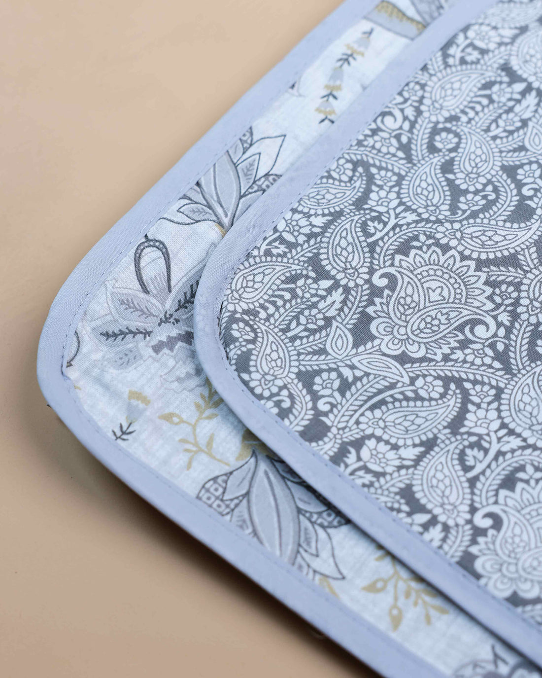 Reversible Cotton Single Quilt in Patchwork and Floral Design - Grey