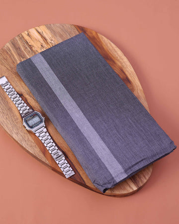 Men’s Sangu Brand Premium Cotton Lungi 2.10 Meter Length with Striped Pattern - Grey