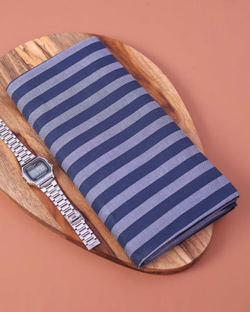 Men’s Sangu Brand Premium Cotton Lungi 2.10 Meter Length with Striped Pattern - Grey