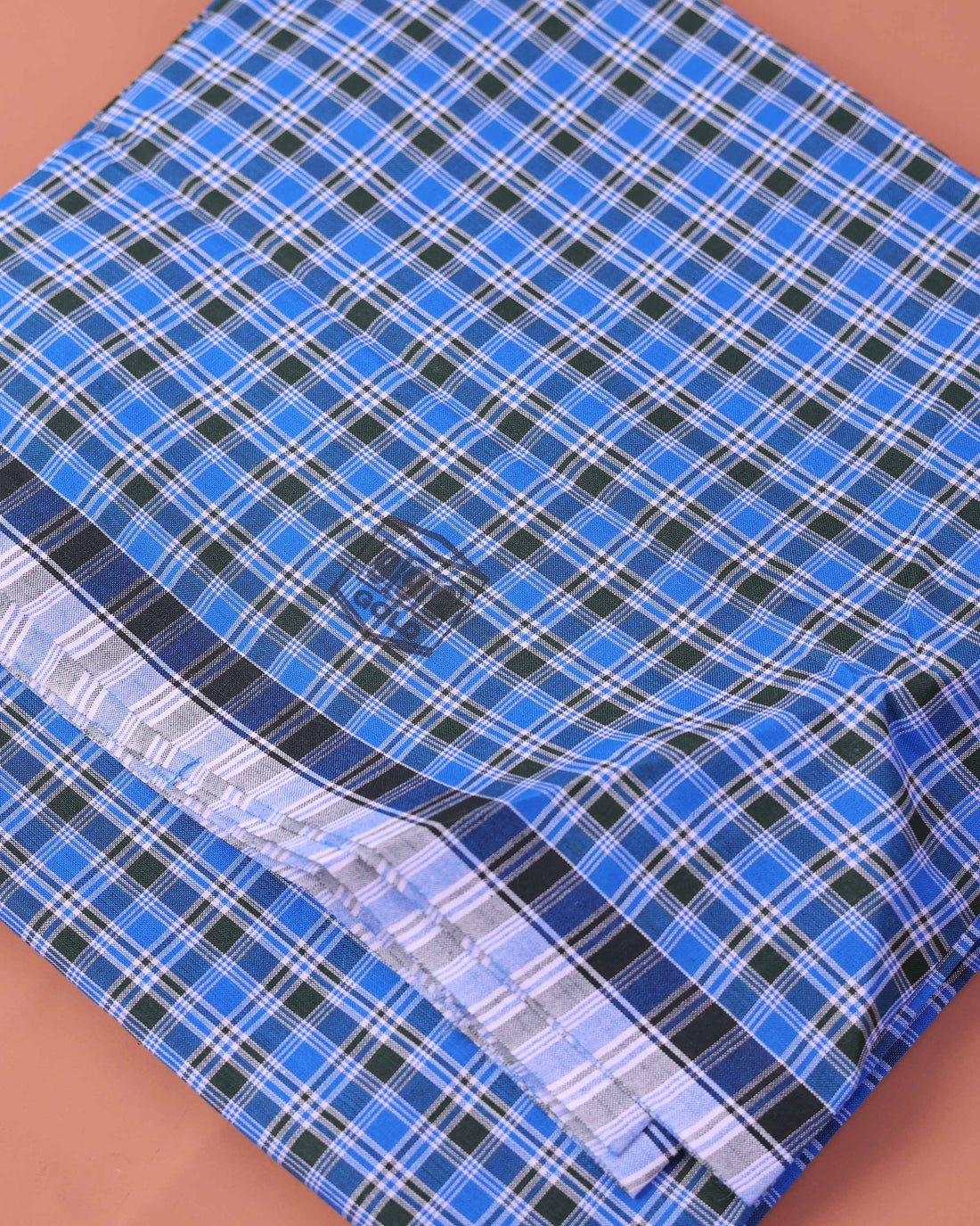 Men’s 999 Brand Premium Cotton Lungi 2.10 Meter Length with Checked Pattern - Blue