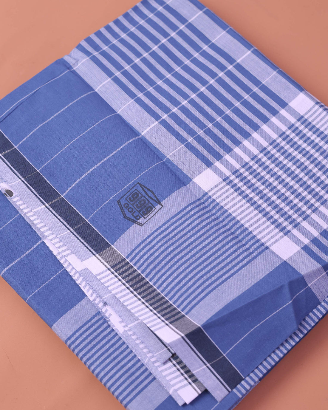 Men’s 999 Brand Premium Cotton Lungi 2.10 Meter Length with Striped Pattern - Blue
