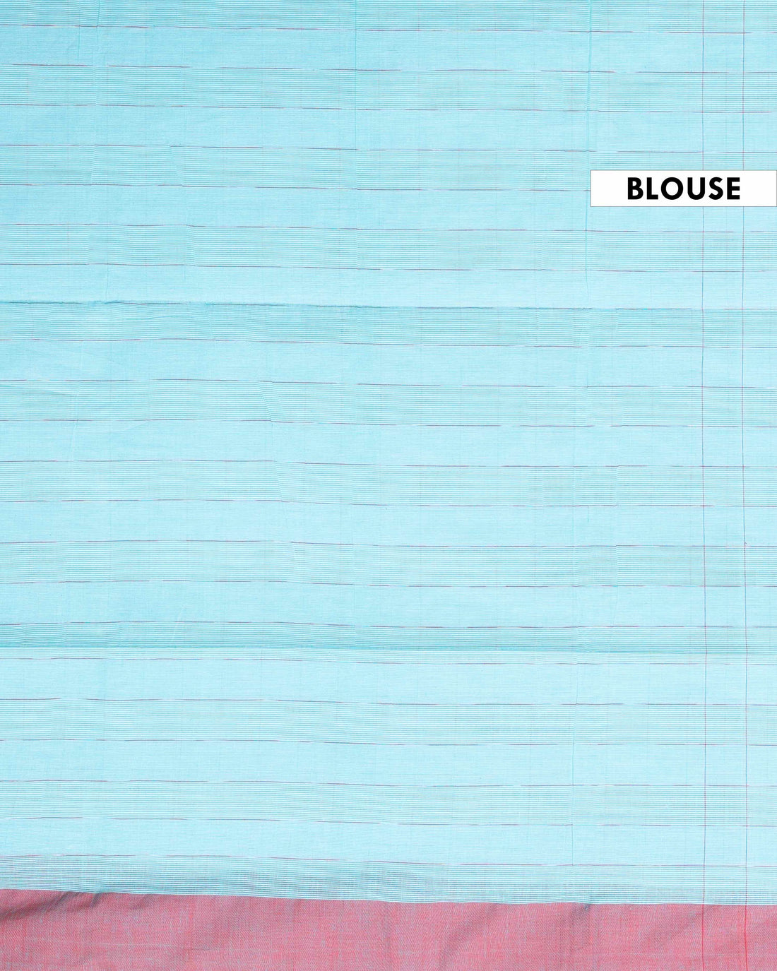 Traditional Ikkat Cotton Saree with Checked Pattern and Contrast Border - Sky Blue