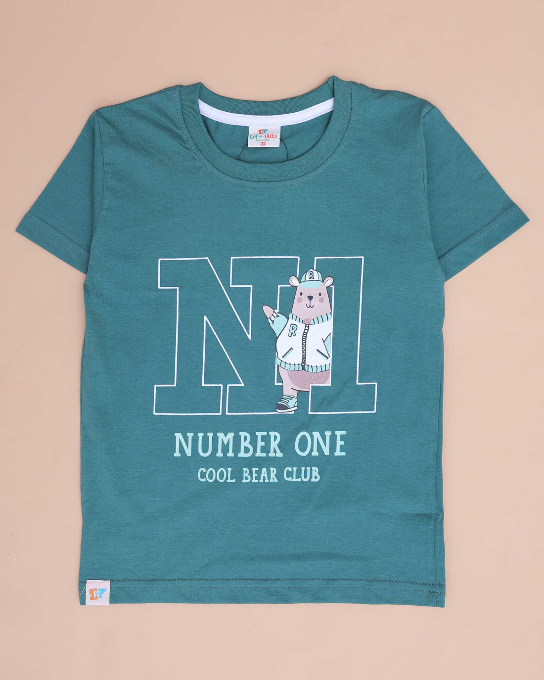 Boys' Casual Printed T-shirt and Shorts Set - Green & White