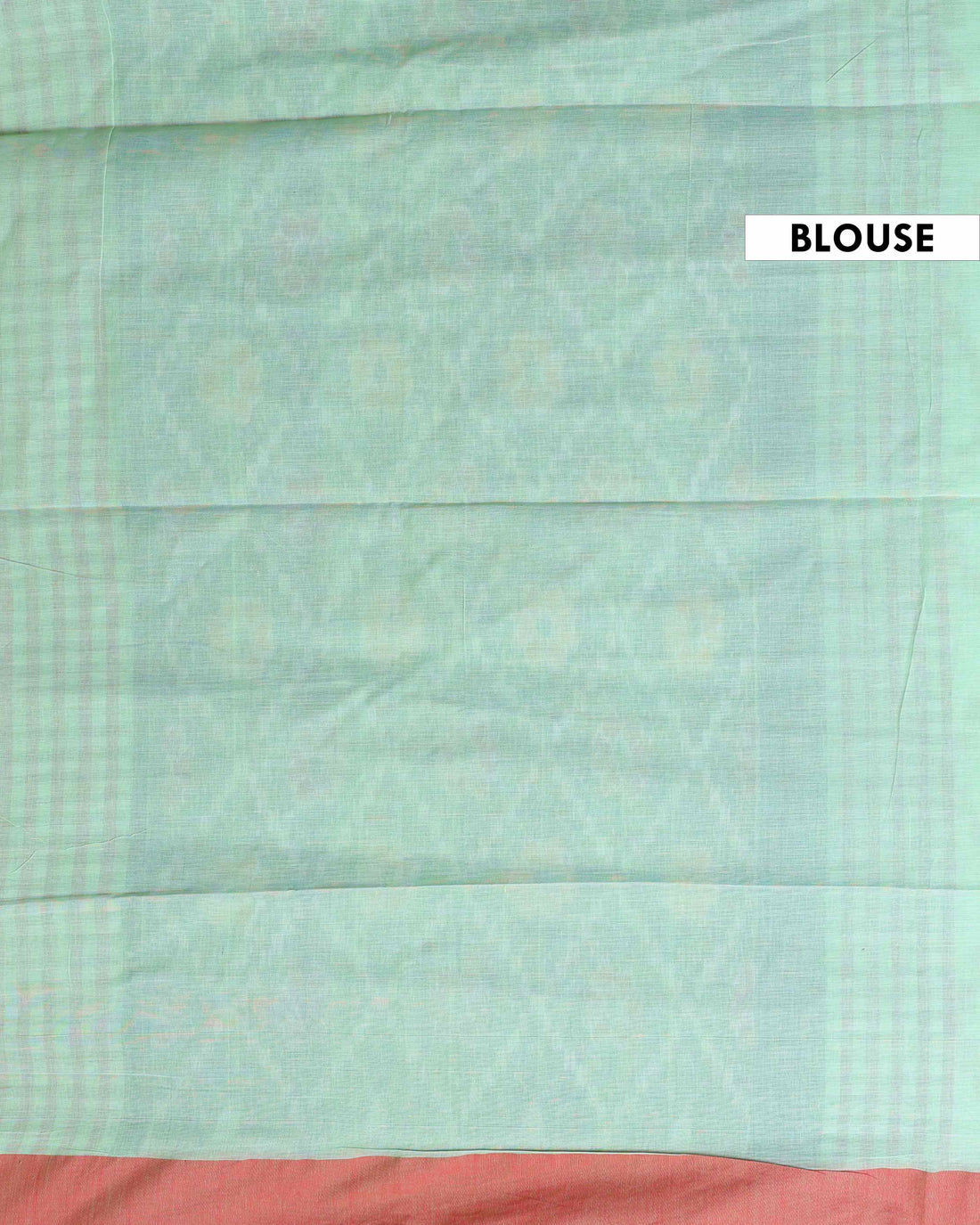 Handloom Ikkat Cotton Saree with Geometric Weave and Contrast Border -Green