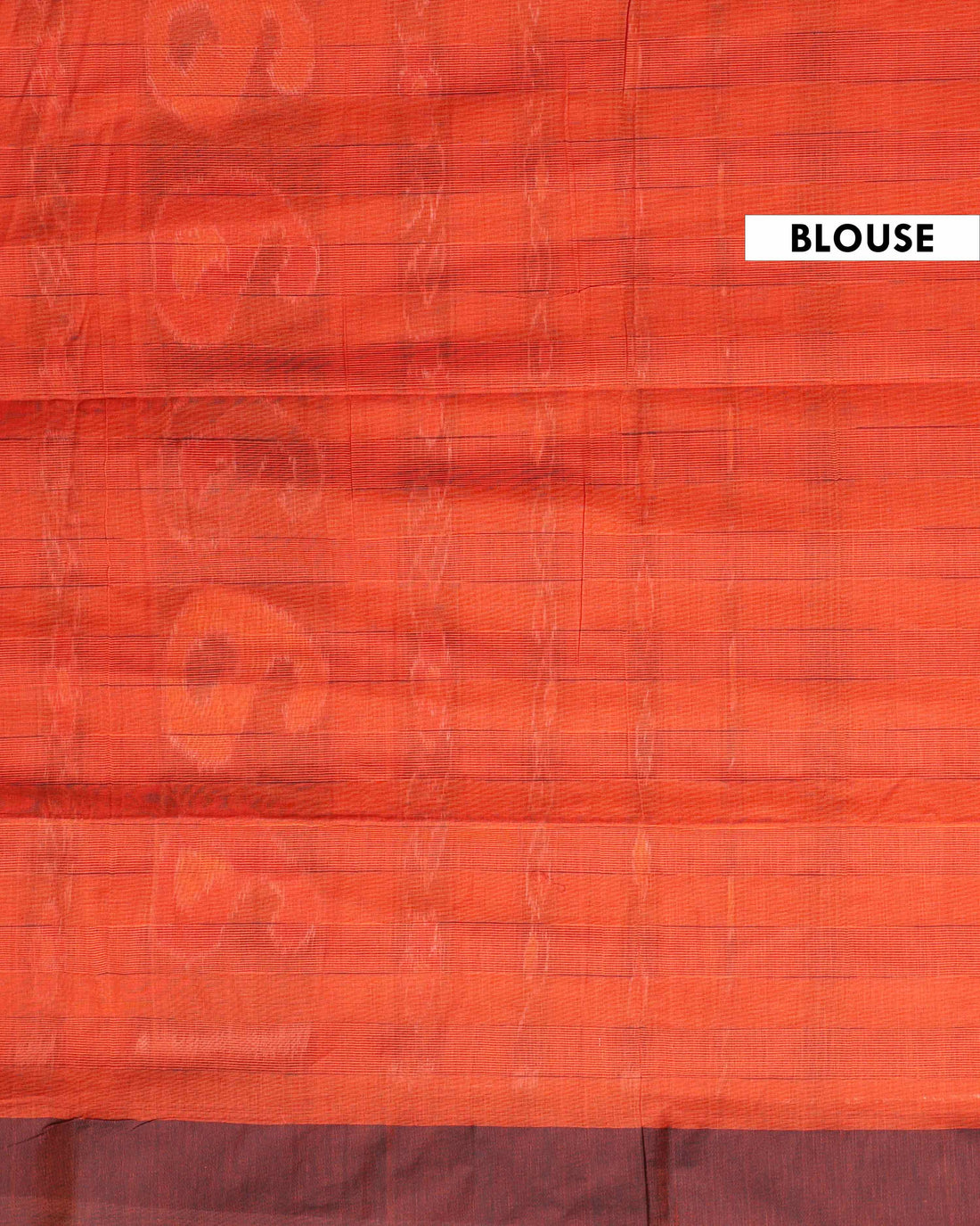 Handloom Ikat Cotton Saree with Geometric Patterned Pallu and Contrasting Border - Dark Orange