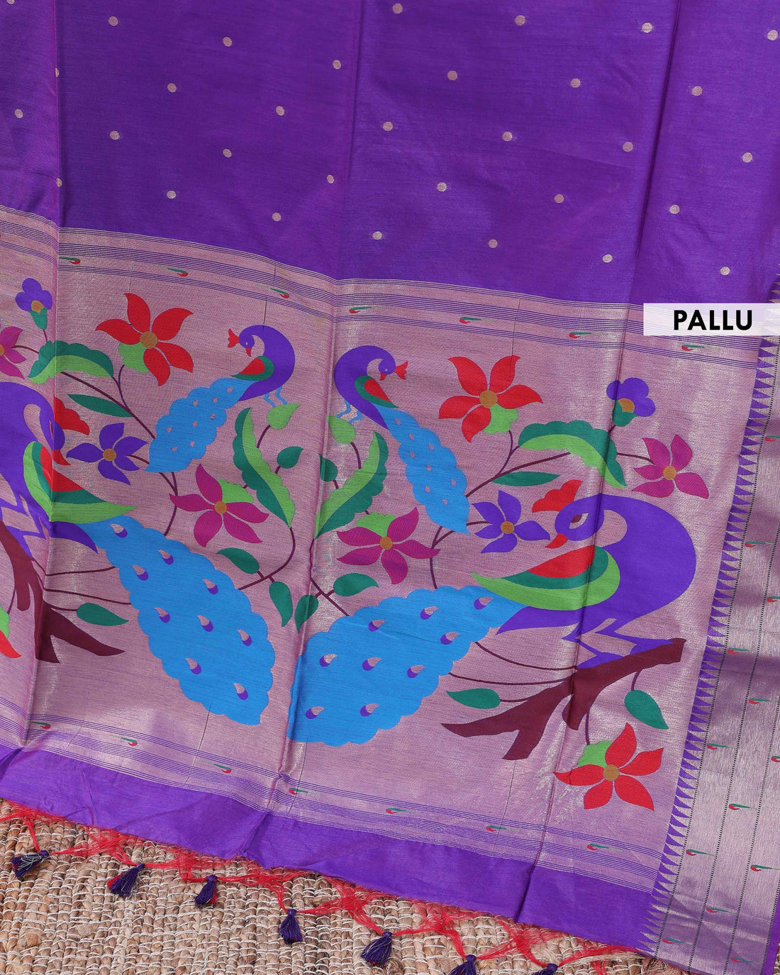 Handwoven Paithani Saree with Traditional Peacock Motif Pallu - Purple