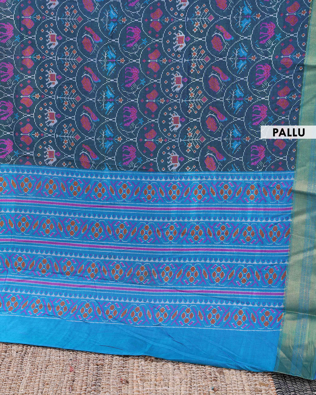 Handloom Patola Semi Silk Saree with Traditional Ikkat Weave  - Blue