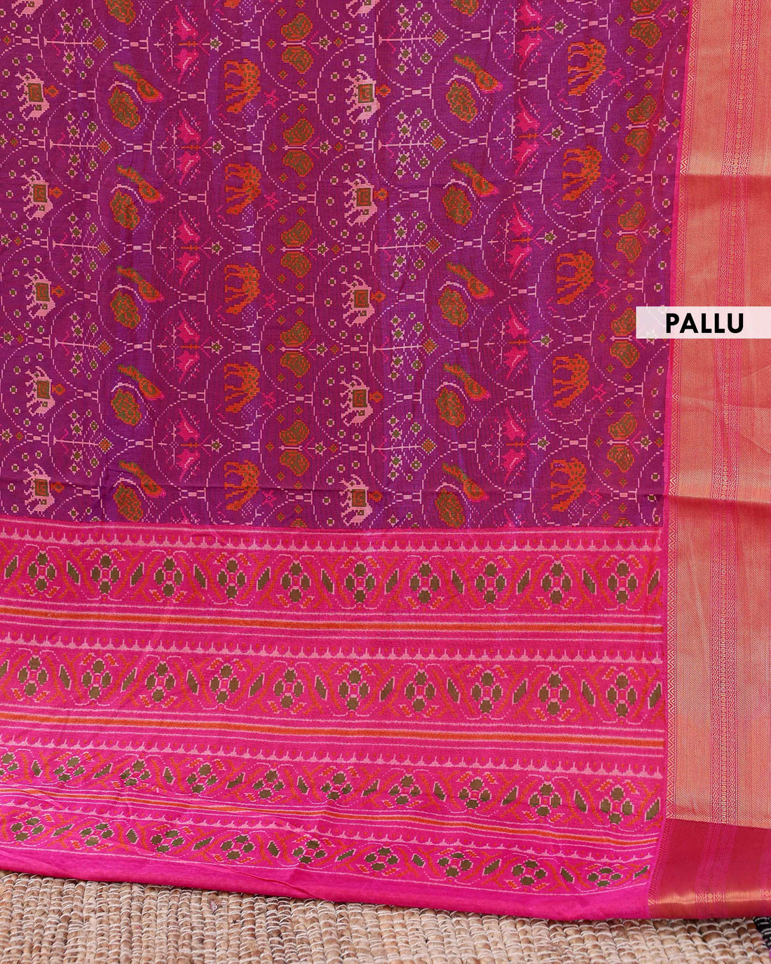 Elegant Patola Semi-Silk Saree with Traditional Ikkat Weave - Purple