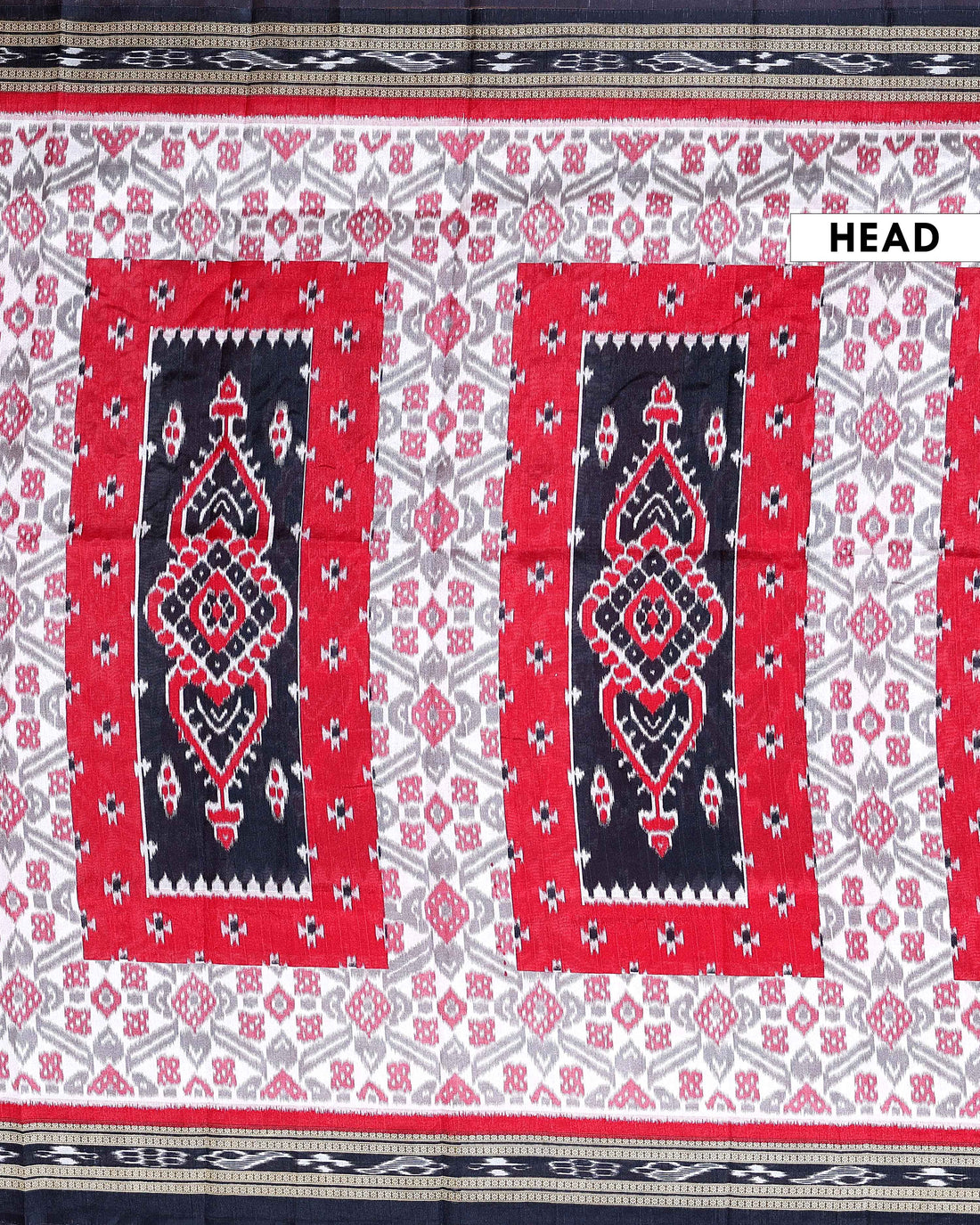 Handloom Pochampally Ikkat Saree with Geometric Weave - Multi