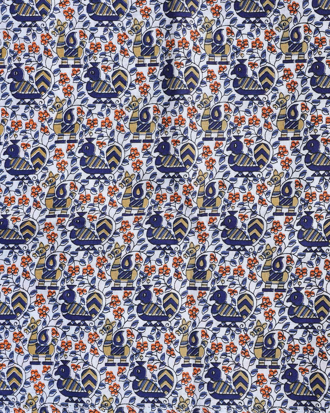 Traditional Khadi Cotton Saree with Contrast Printed Blouse and Tassel Accents - Royal Blue