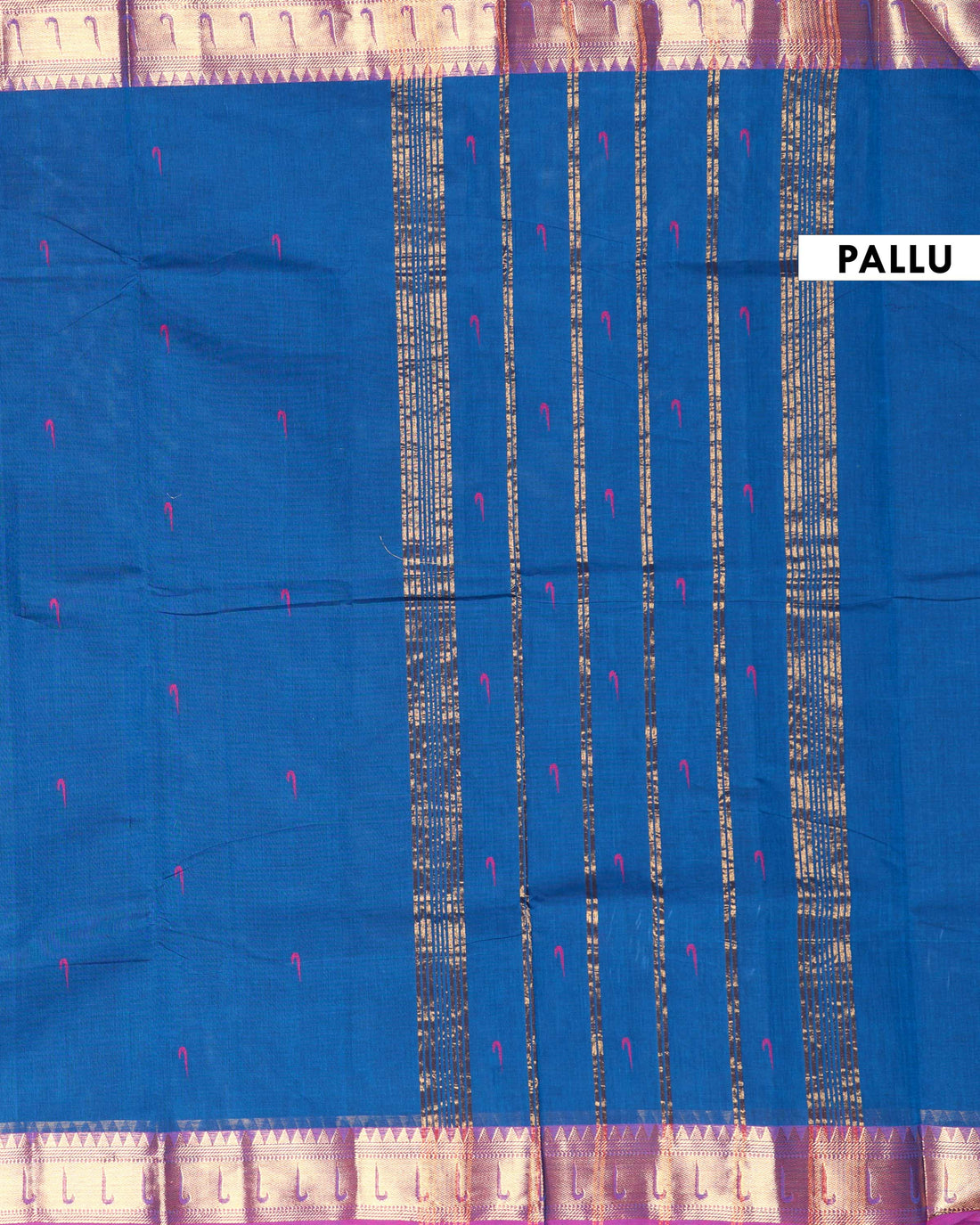 Elegant Handloom Chettinad Cotton Saree with Traditional Contrast Border and Subtle Motifs - Blue