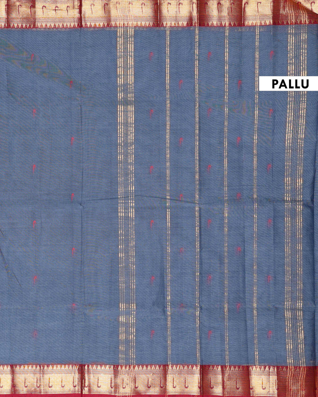 Elegant Handloom Chettinad Cotton Saree with Traditional Contrast Border and Subtle Motifs - Grey