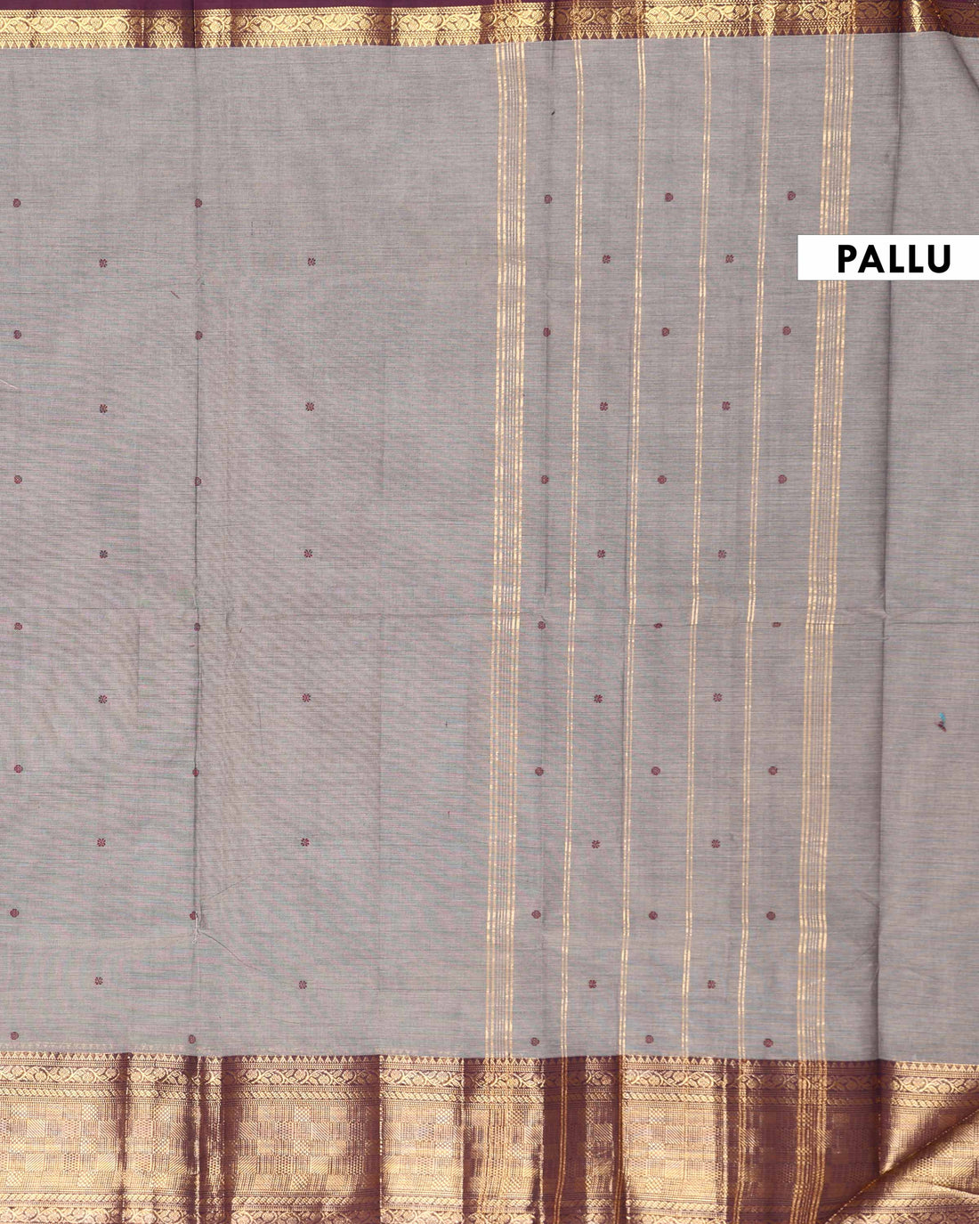 Elegant Handloom Chettinad Cotton Saree with Traditional Zari Border - Grey