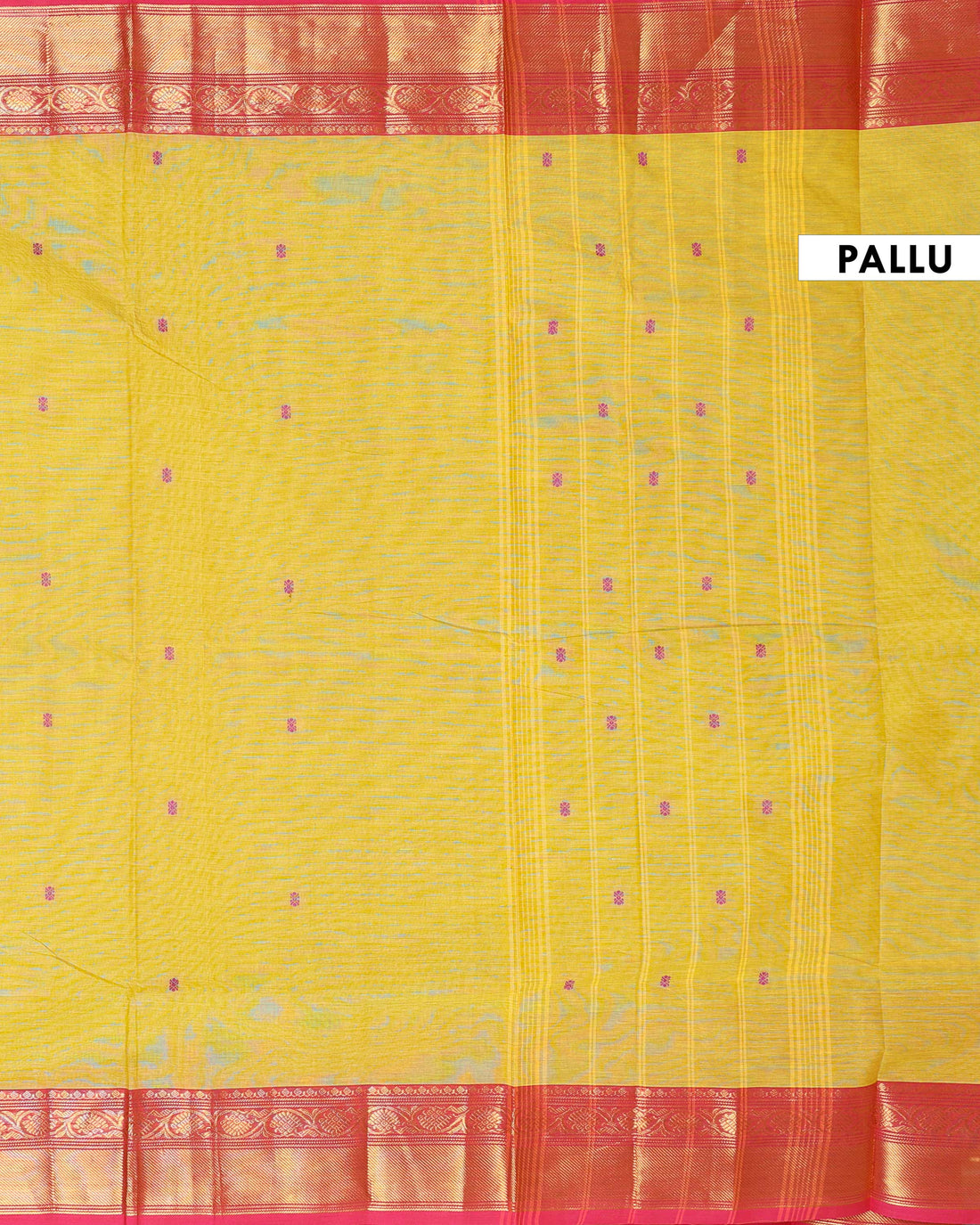 Elegant Handloom Chettinad Cotton Saree with Traditional Zari Border and Subtle Woven Patterns - Yellow
