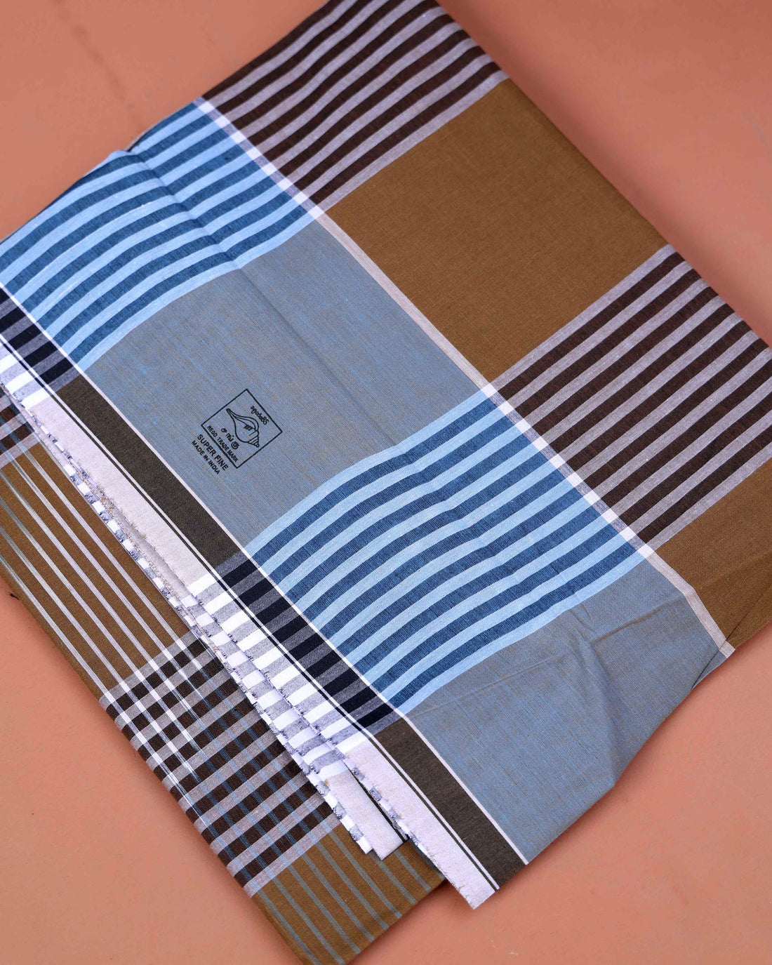 Sangu Brand Men's Premium Cotton Striped 2.10 Meter Stitched Lungi - Multi