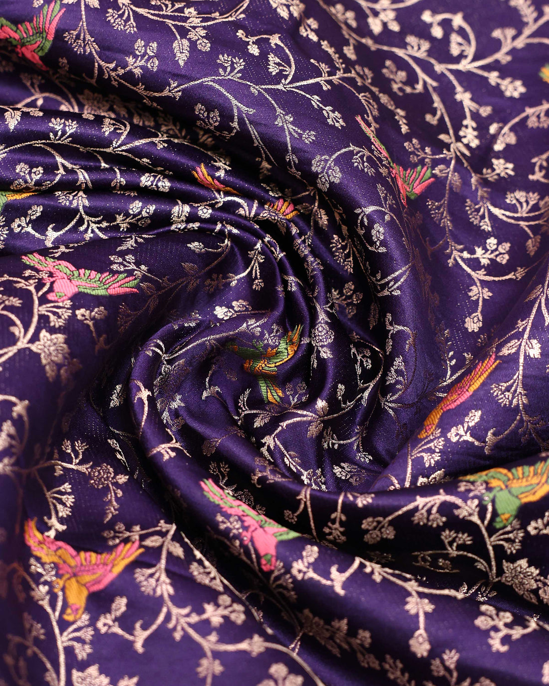 Elegant Banarasi Semi Silk Saree with Intricate Floral Motifs and Zari Woven Border  - Purple