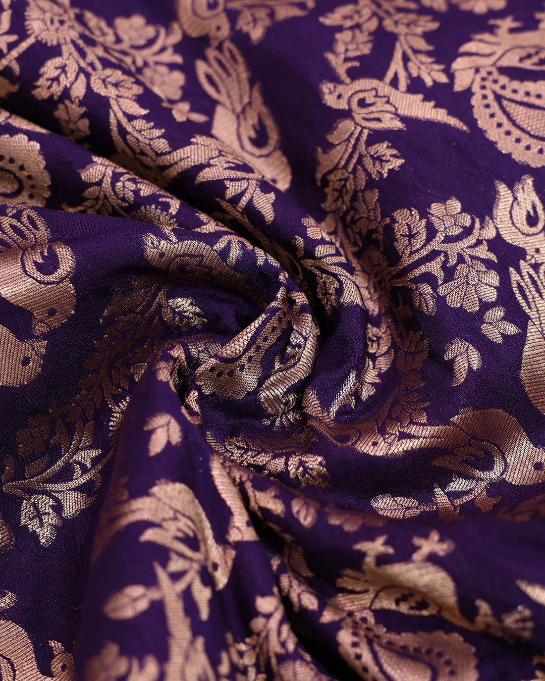 Elegant Banarasi Semi Silk Saree with Intricate Floral Motifs and Rich Zari Woven Border - Dark Purple