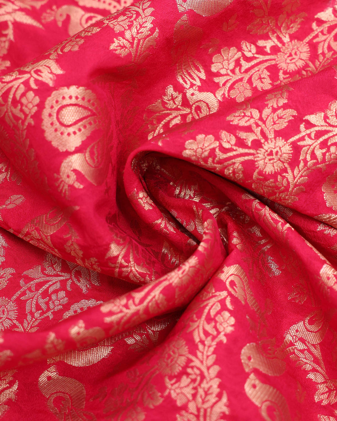 Elegant Banarasi Semi Silk Saree with Intricate Floral Motifs and Rich Zari Woven Border - Pink