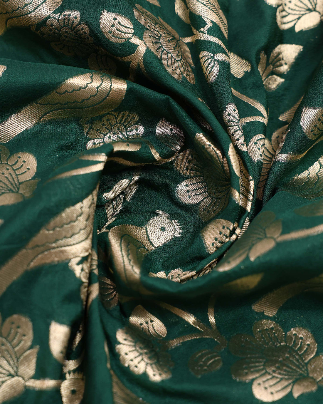 Elegant Banarasi Semi Silk Saree with Intricate Floral Motifs &  Zari Woven Border - Green