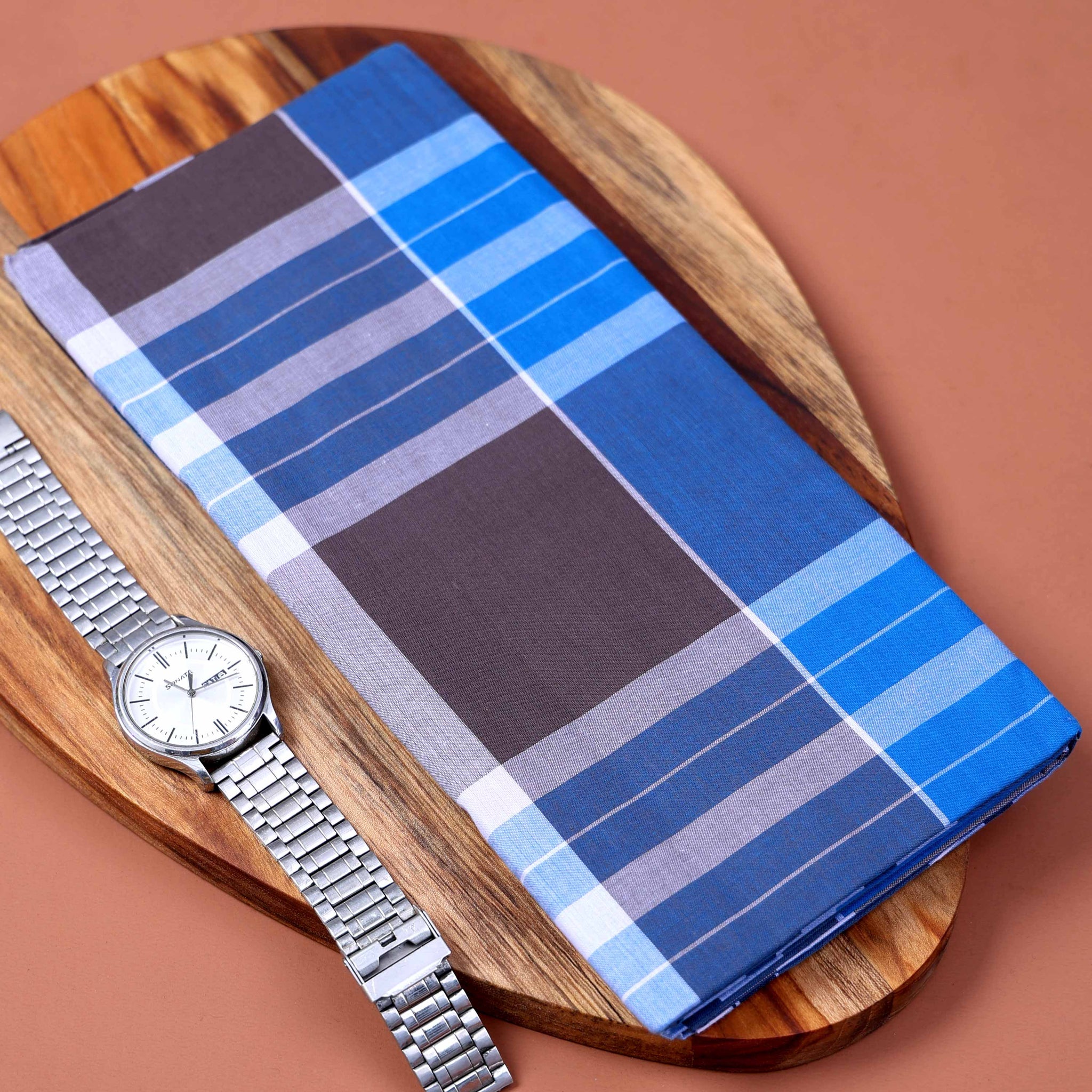 Kibs Brand Men's Premium Cotton Checked 2.20 Meter Stitched Lungi - Multi