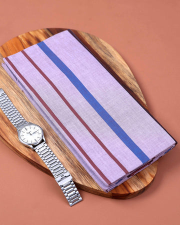 Kibs Brand Men's Premium Cotton Striped 2.20 Meter Stitched Lungi - Light Pink