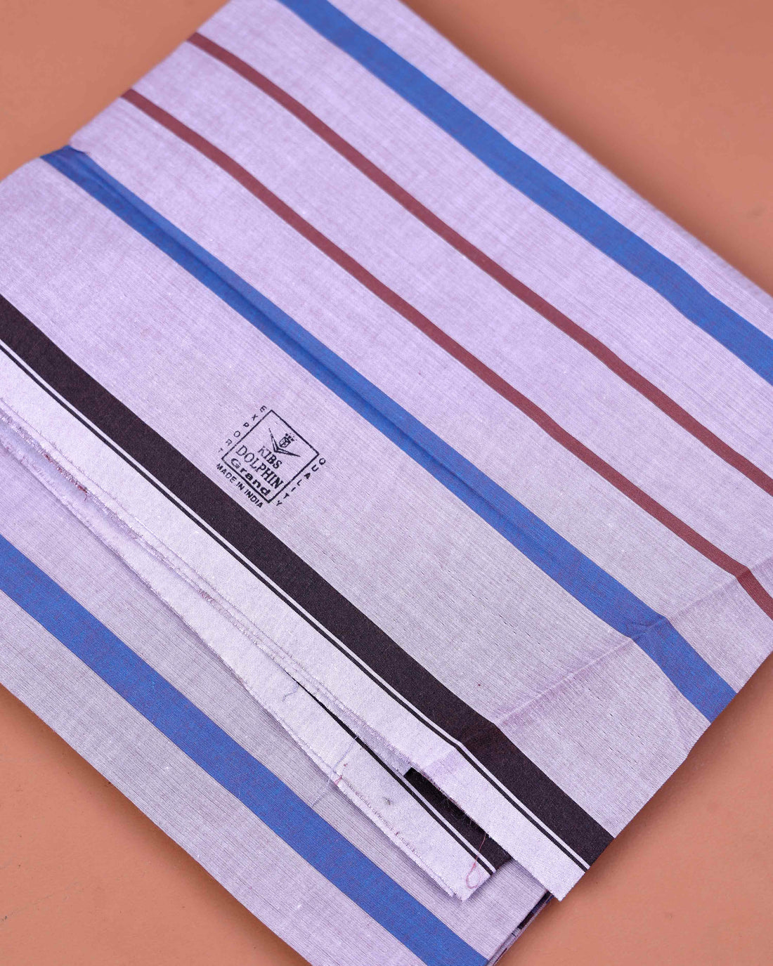 Kibs Brand Men's Premium Cotton Striped 2.20 Meter Stitched Lungi - Light Pink