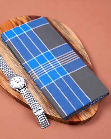 Kibs Brand Men's Premium Cotton Checked 2.20 Meter Stitched Lungi - Multi