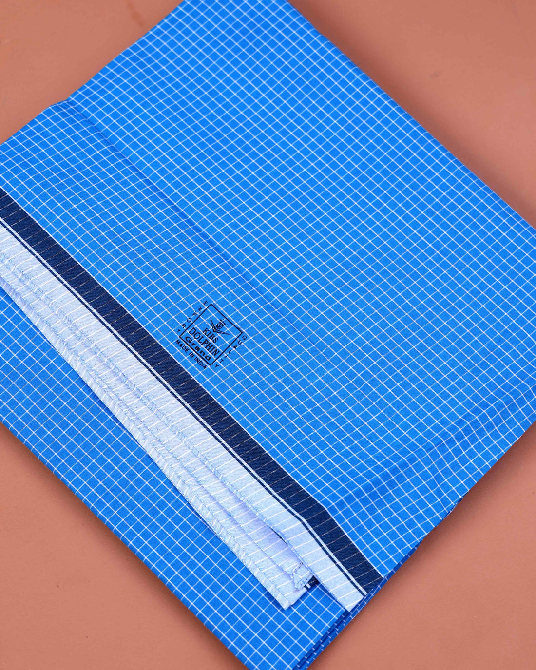 Kibs Brand Men's Premium Cotton Checked 2.20 Meter Stitched Lungi - Blue