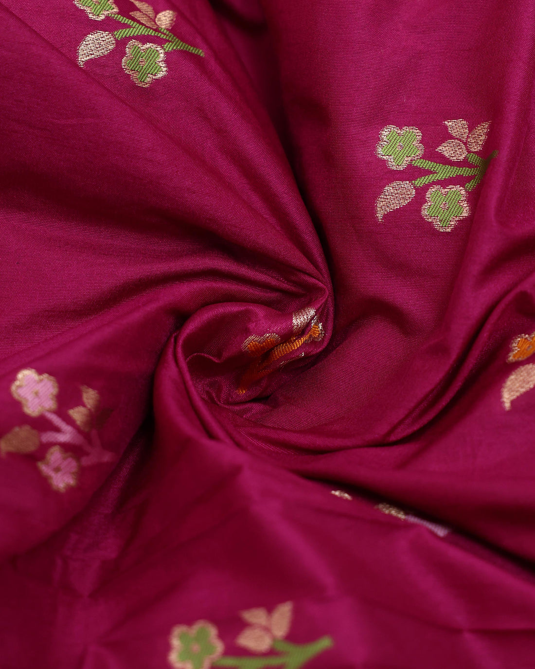 Traditional Banarasi Semi Silk Saree with Intricate Floral Zari Woven Border and Scattered Butti Motifs - Purple