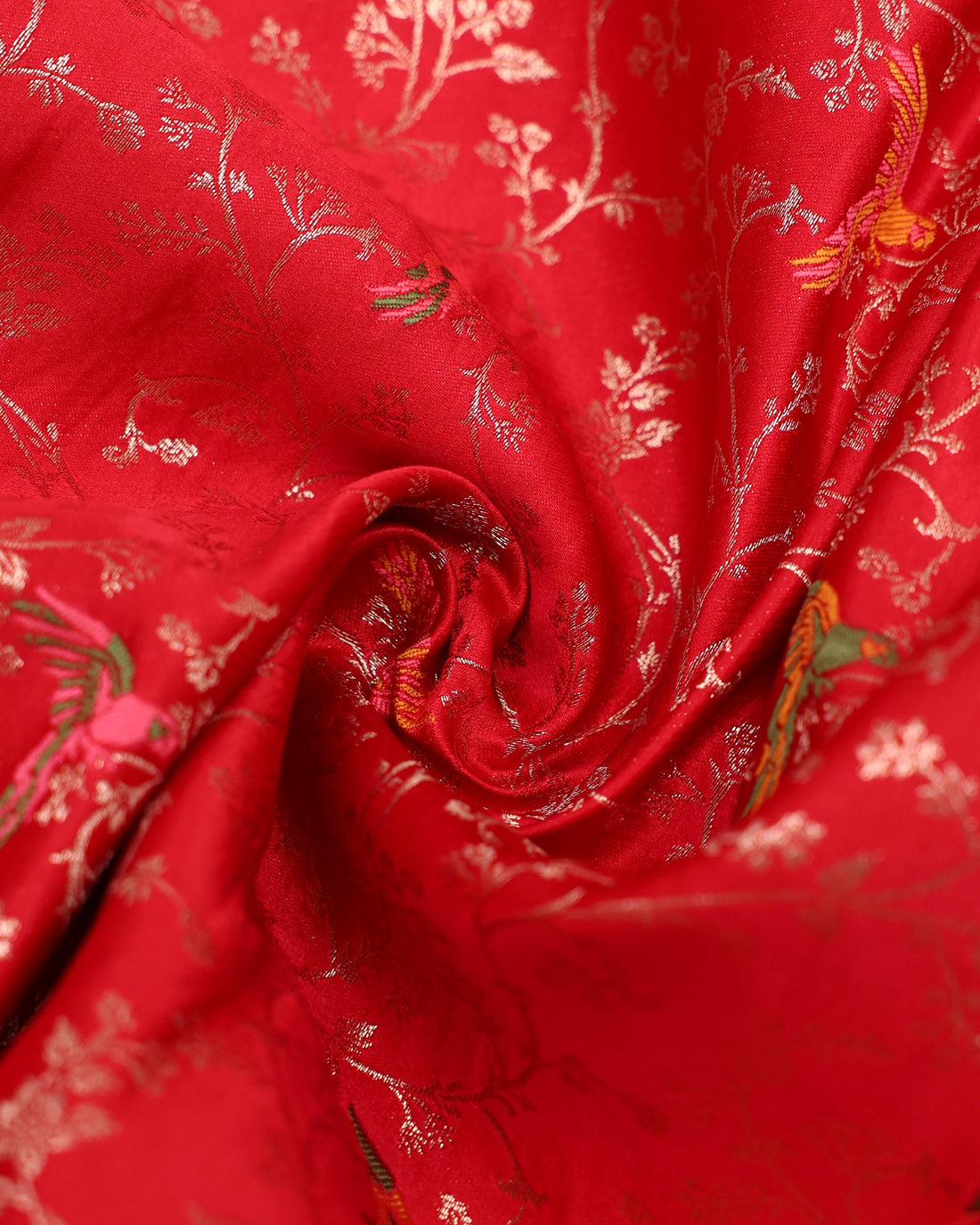 Elegant Banarasi Semi Silk Saree with Intricate Floral Motifs and Zari Woven Border - Red