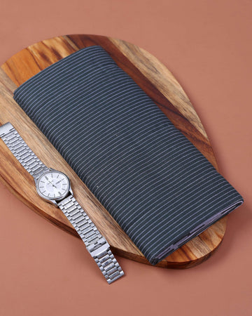 Jkt Brand Men's Premium Cotton Striped  2.10 Meter Stitched Lungi - Dark Grey