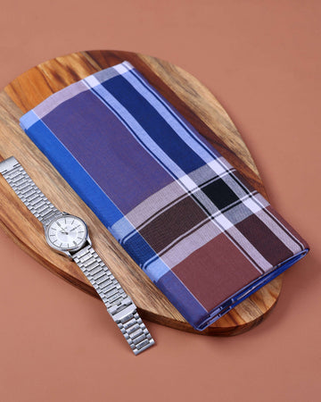 Jkt Brand Men's Premium Cotton Checked 2.10 Meter Stitched Lungi - Multi