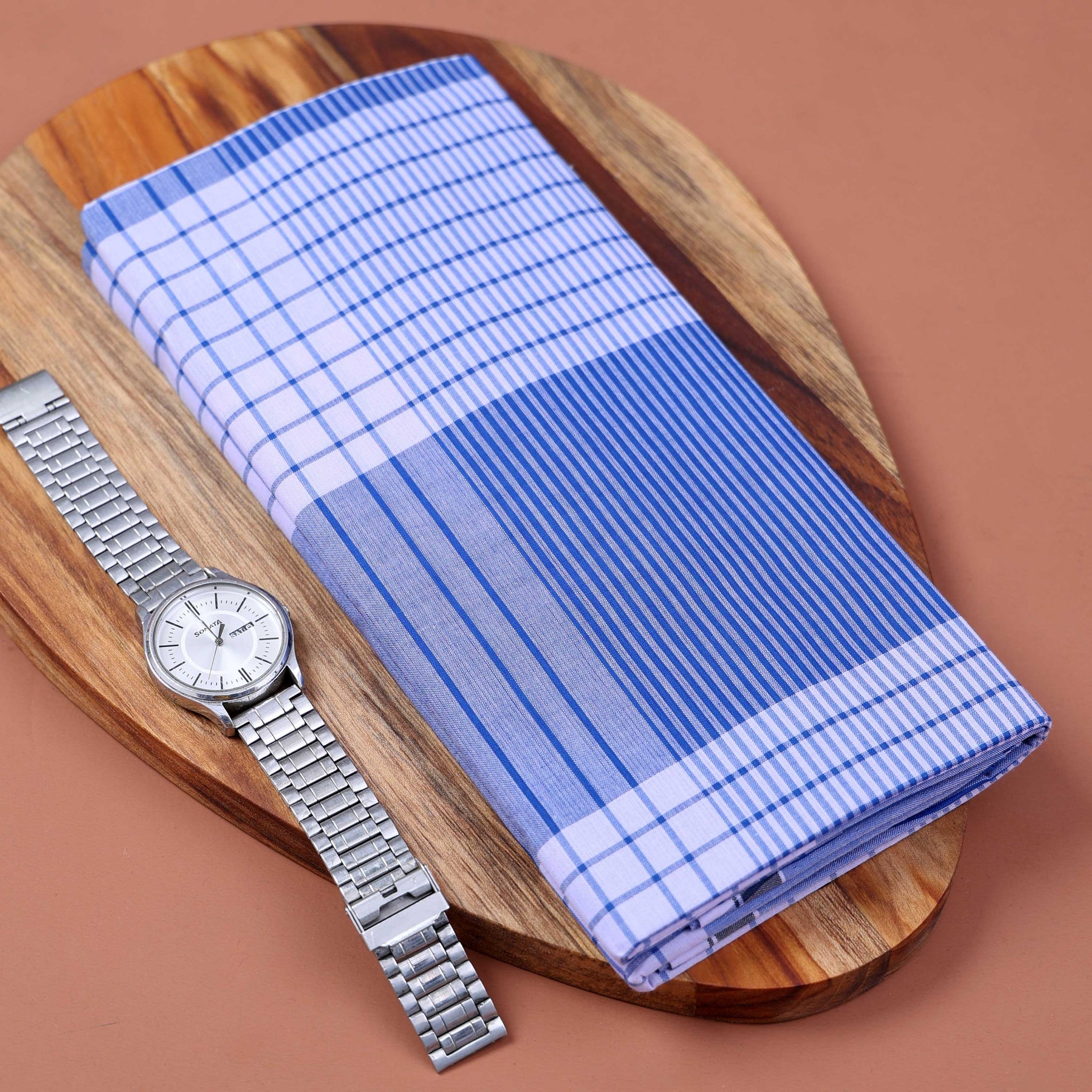 Jkt Brand Men's Premium Cotton Checked & Striped 2.10 Meter Stitched Lungi - Multi