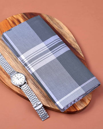 999 Brand Men's Premium Cotton Striped 2.10 Meter Stitched Lungi - Multi