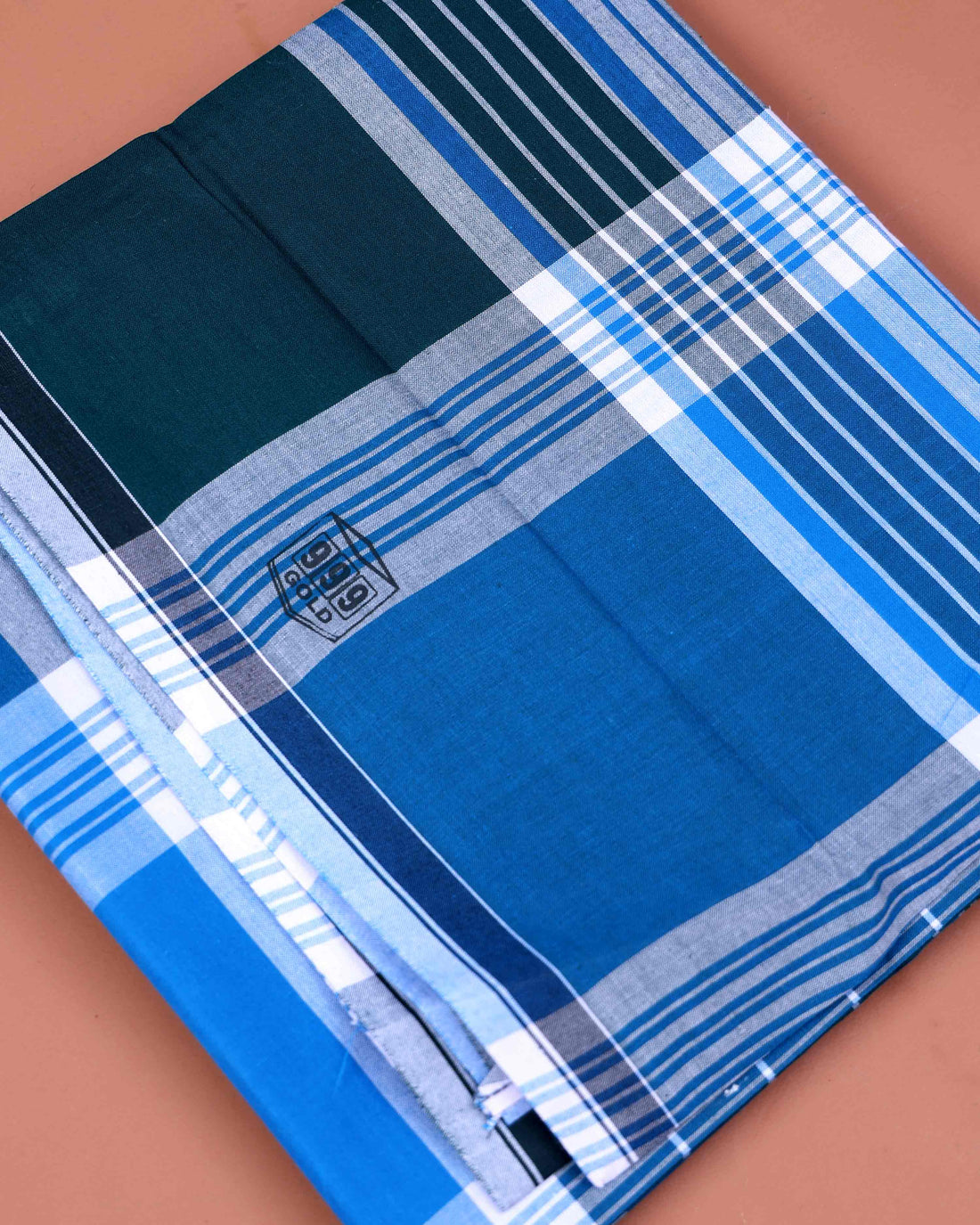 999 Brand Men's Premium Cotton Checked 2.10 Meter Stitched Lungi - Blue